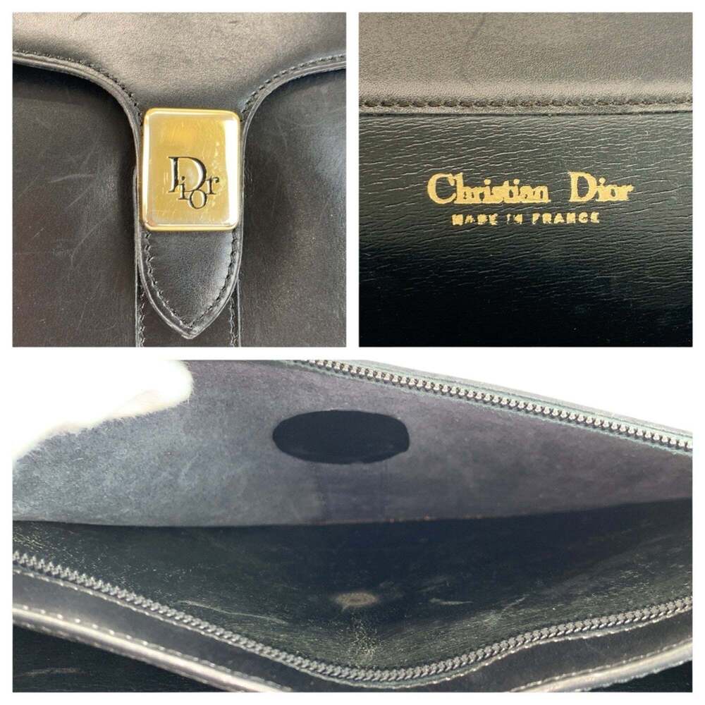 CHRISTIAN DIOR Vintage Black Leather Shoulder Bag - Picture 3 of 10
